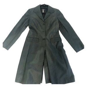 BCBG MazAzria dark grey metallic trench coat